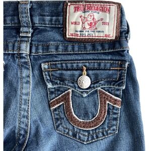 True Religion Boys Jack Jeans Size 8 Blue Western Cowboy Denim Embroidered Y2K